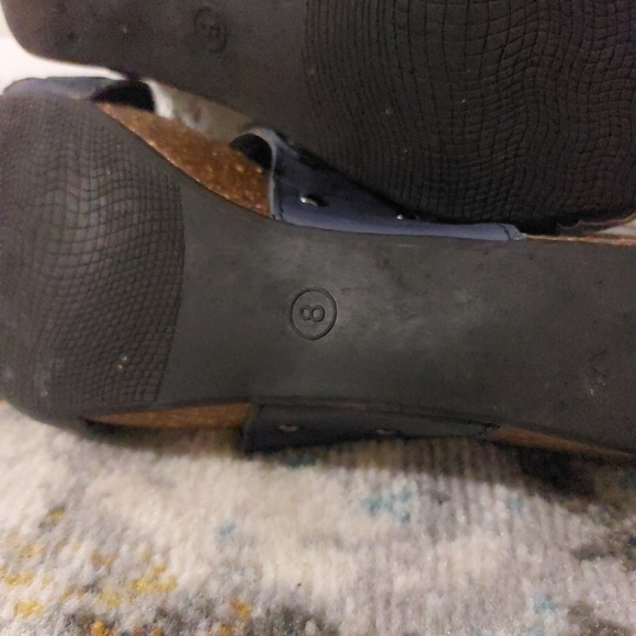 Pure Sole Navy Blue Strappy Leather Wedge Sandal Womens Size 8 As Is - Picture 7 of 8